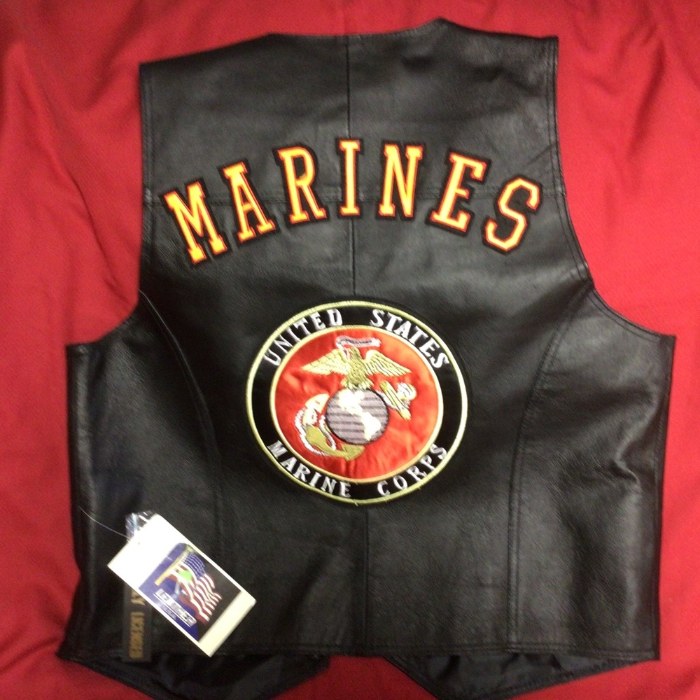 U S MARINES leather vest